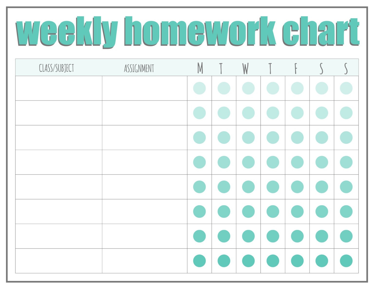 homework behavior chart
