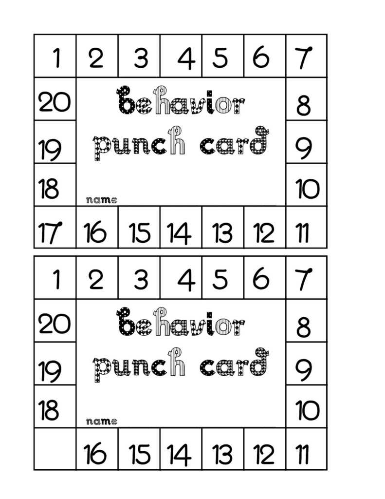 Behavior Punch Card Classroom Freebies
