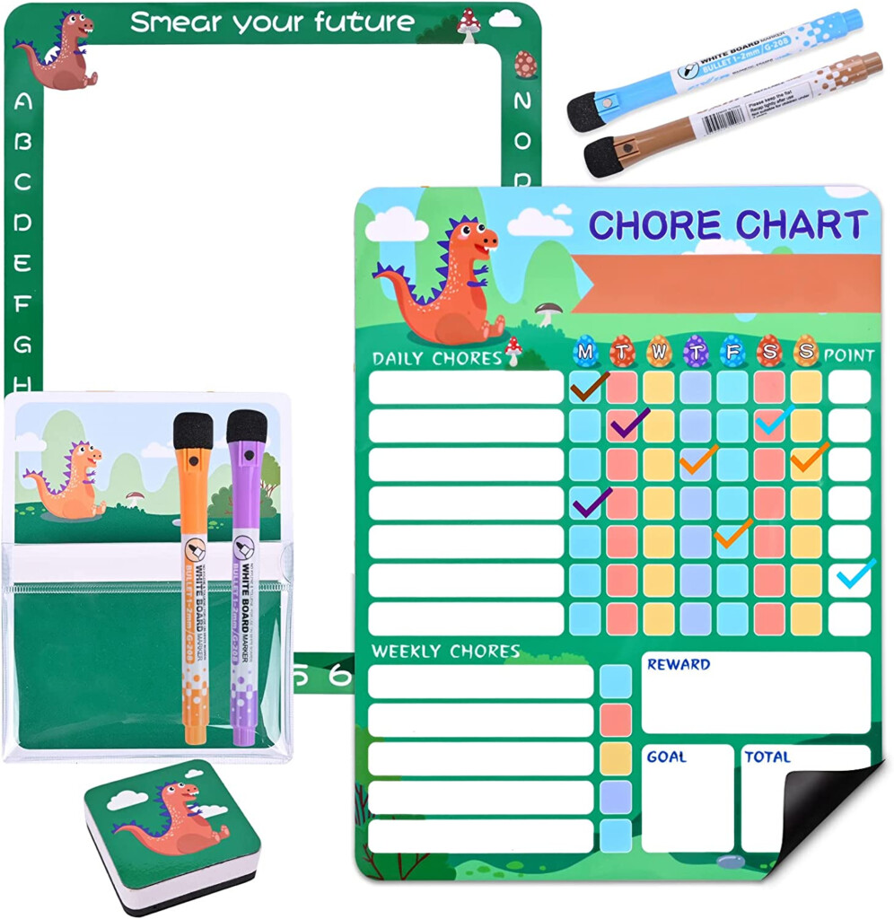 Buy Dinosaur Magnetic Chore Chart Of Kids With Kids Doodle Board 