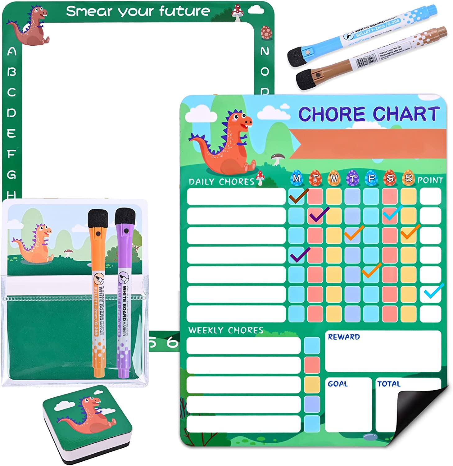 Buy Dinosaur Magnetic Chore Chart Of Kids With Kids Doodle Board