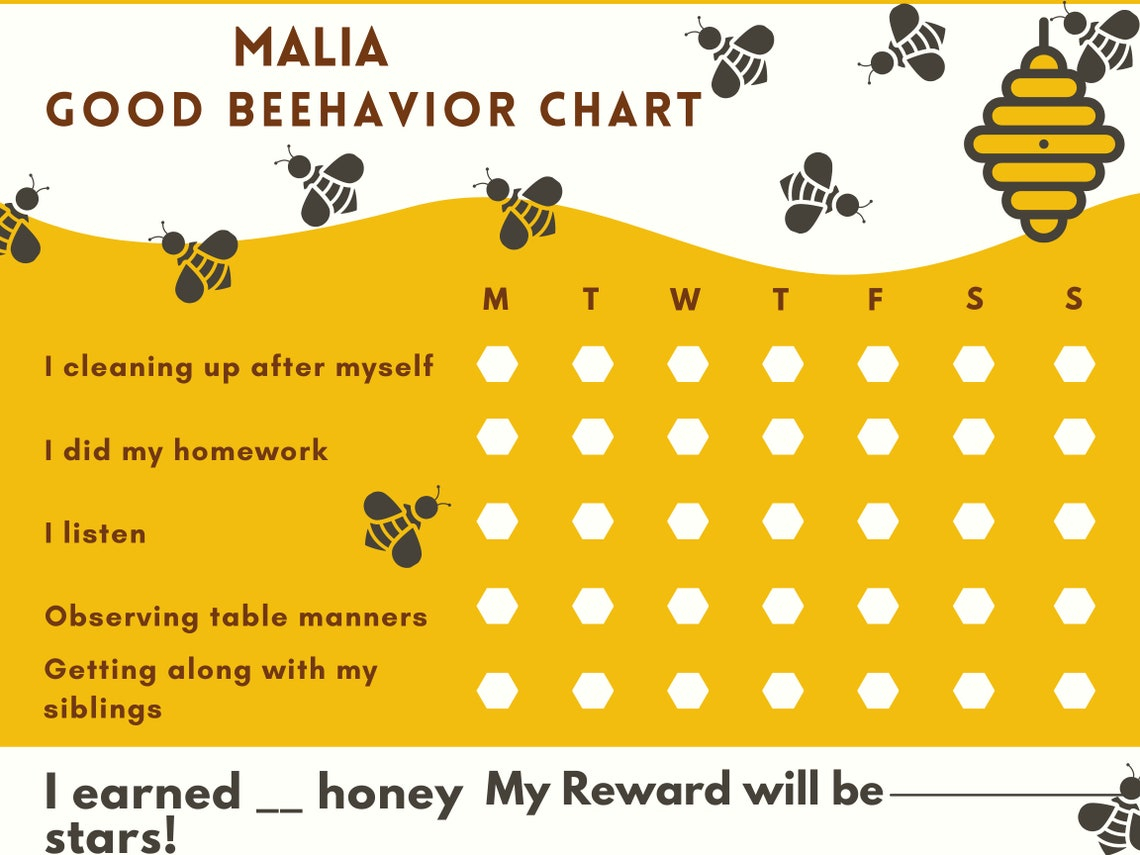 EDITABLE Beehive Behavior Reward Chart Chore Chart Etsy Singapore