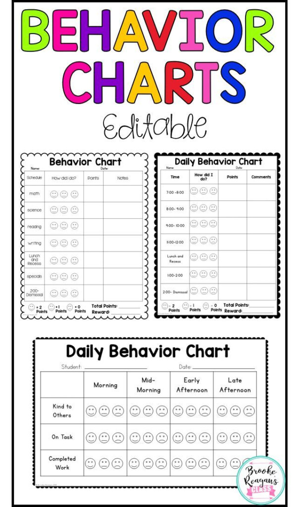 Editable Behavior Charts School Behavior Chart Positive Behavior 