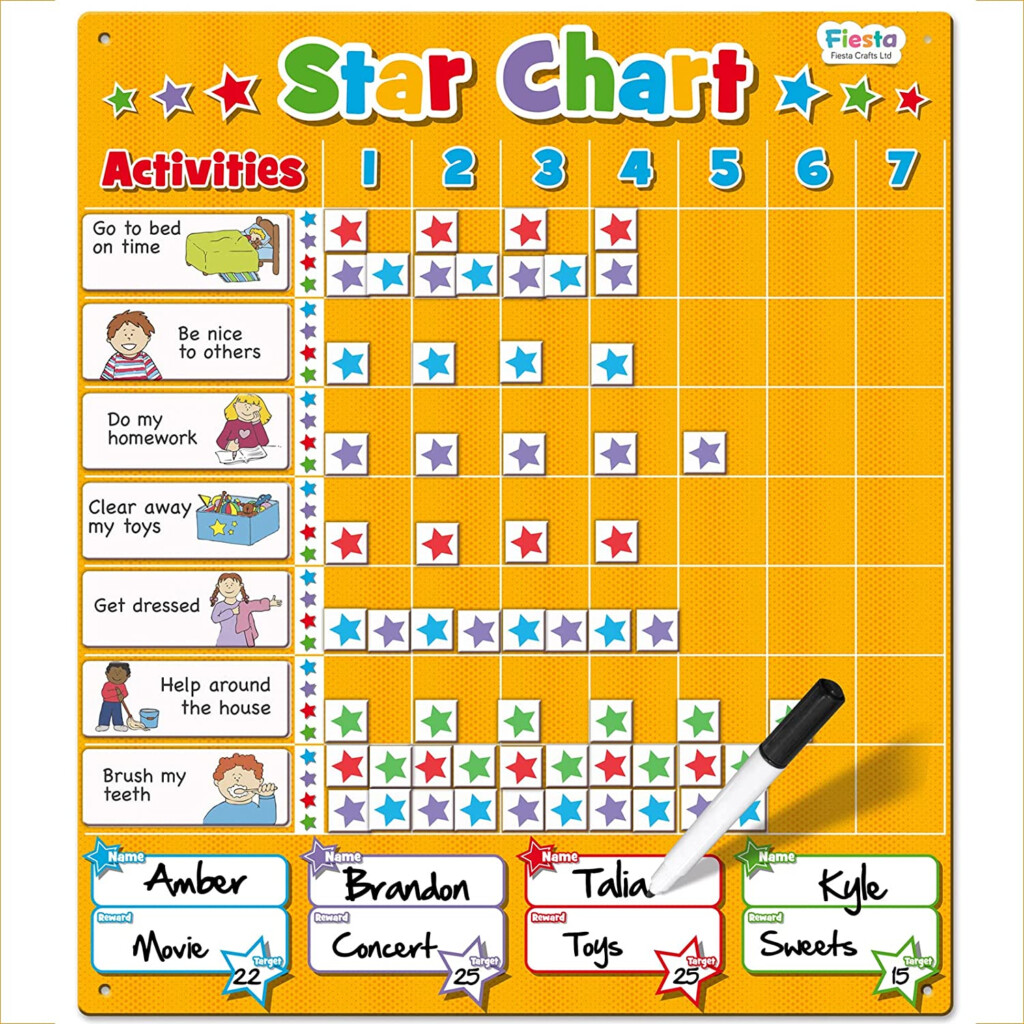 Fiesta Crafts Star Reward Chart Motivational Magnetic Behaviour 