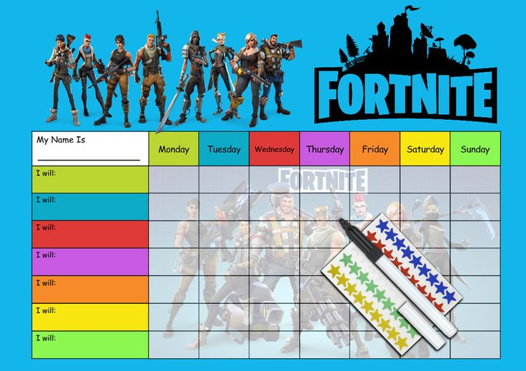 FORTNITE Behaviour Reward Chart Re usable Chart Pen Stickers