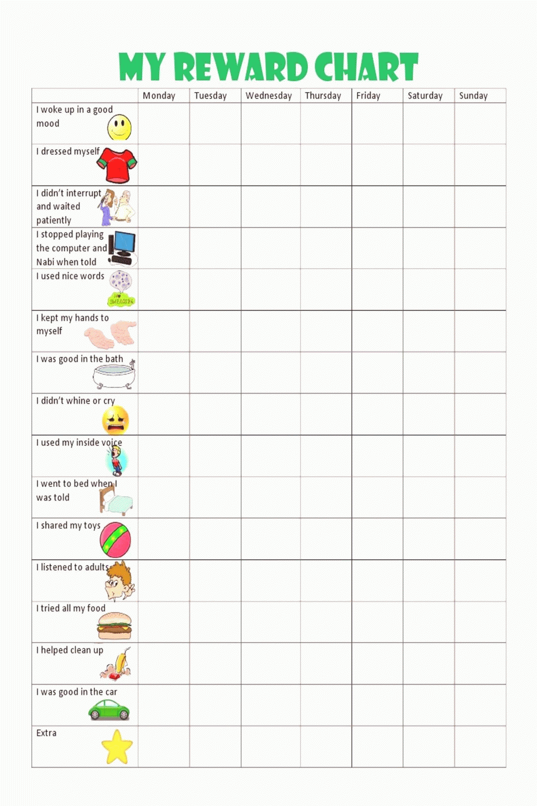 Free Printable Chore Charts For Kids Best Of Kids Behavior Chart This