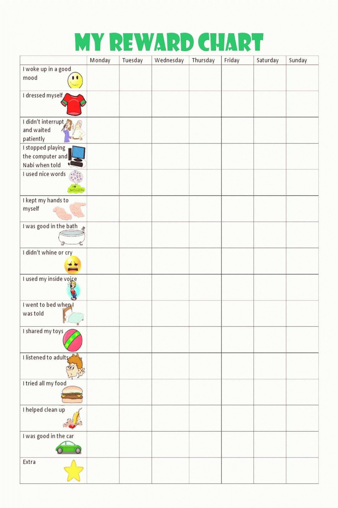 Free Printable Chore Charts For Kids Best Of Kids Behavior Chart This 