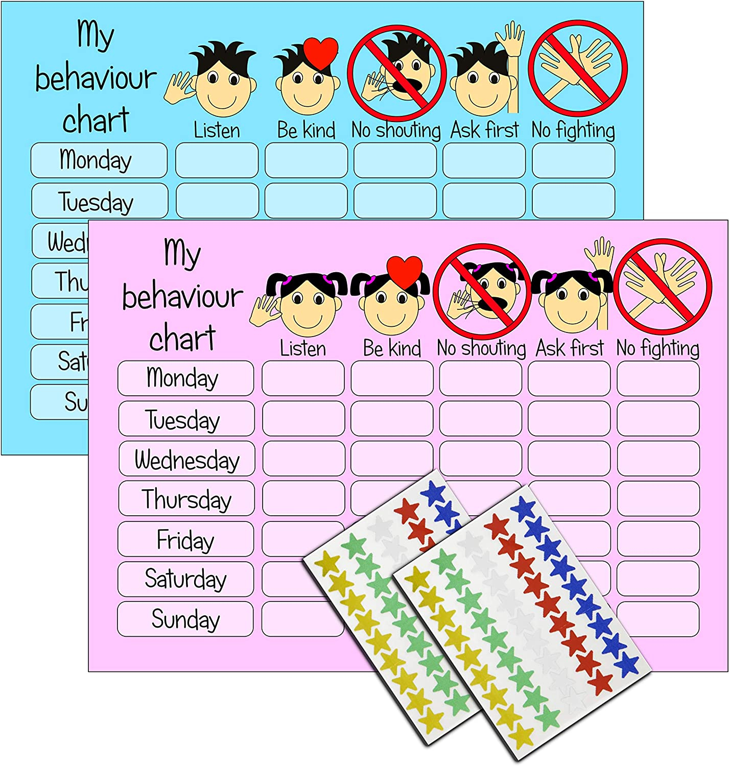 Kids2learn Boys Girls Reusable Behaviour Reward Chart Stickers TWIN