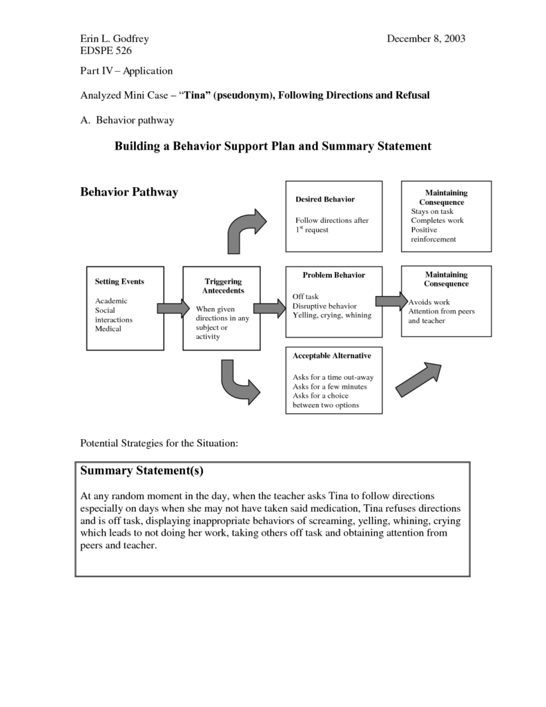 POSITIVE BEHAVIOR SUPPORT PLAN Document Sample Behavior Support 