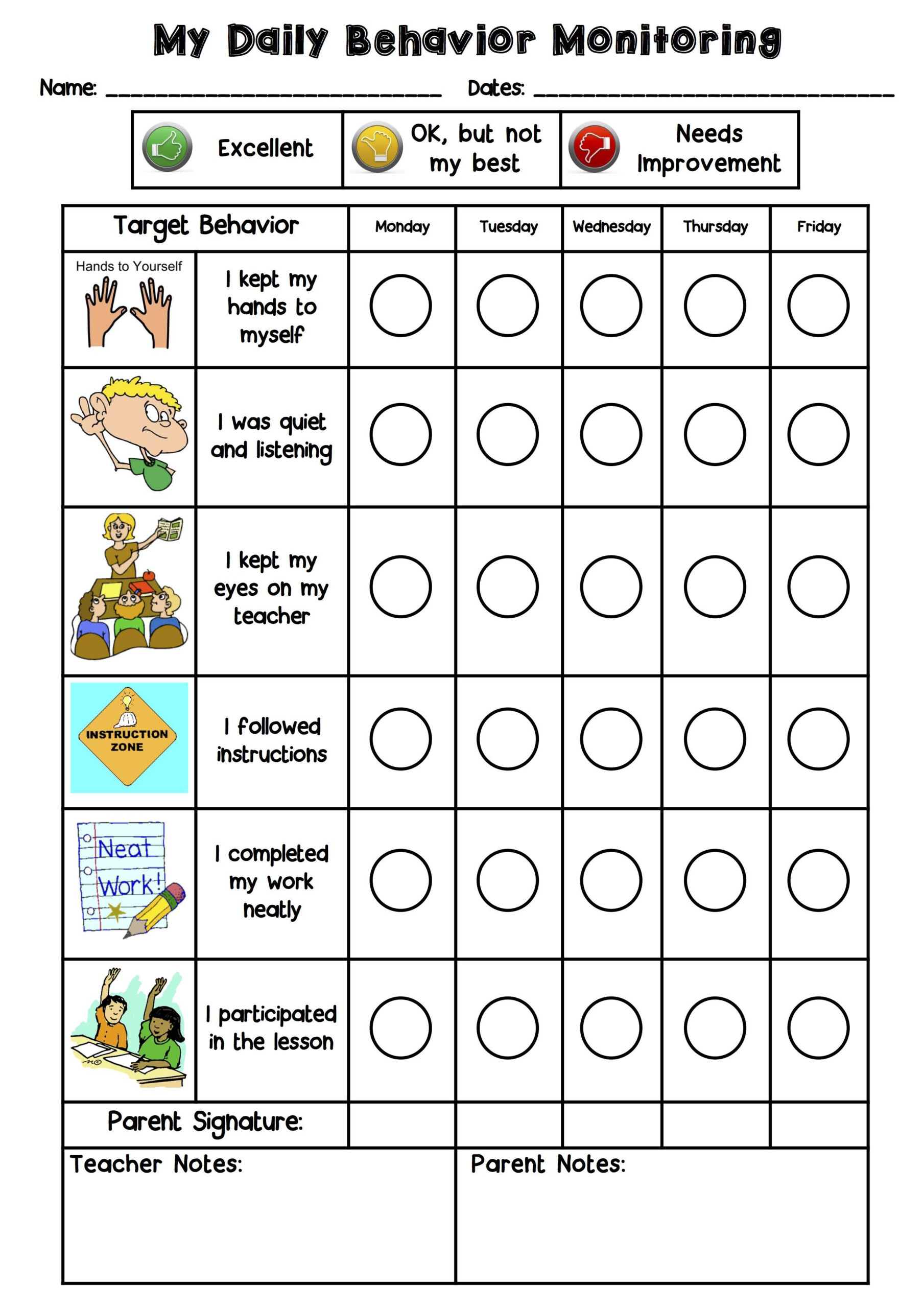 This Is The Behavior Chart That I Created With A Grade 2 ESL Student In