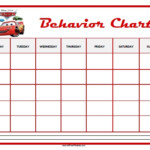 Cars Behavior Chart Free Printable