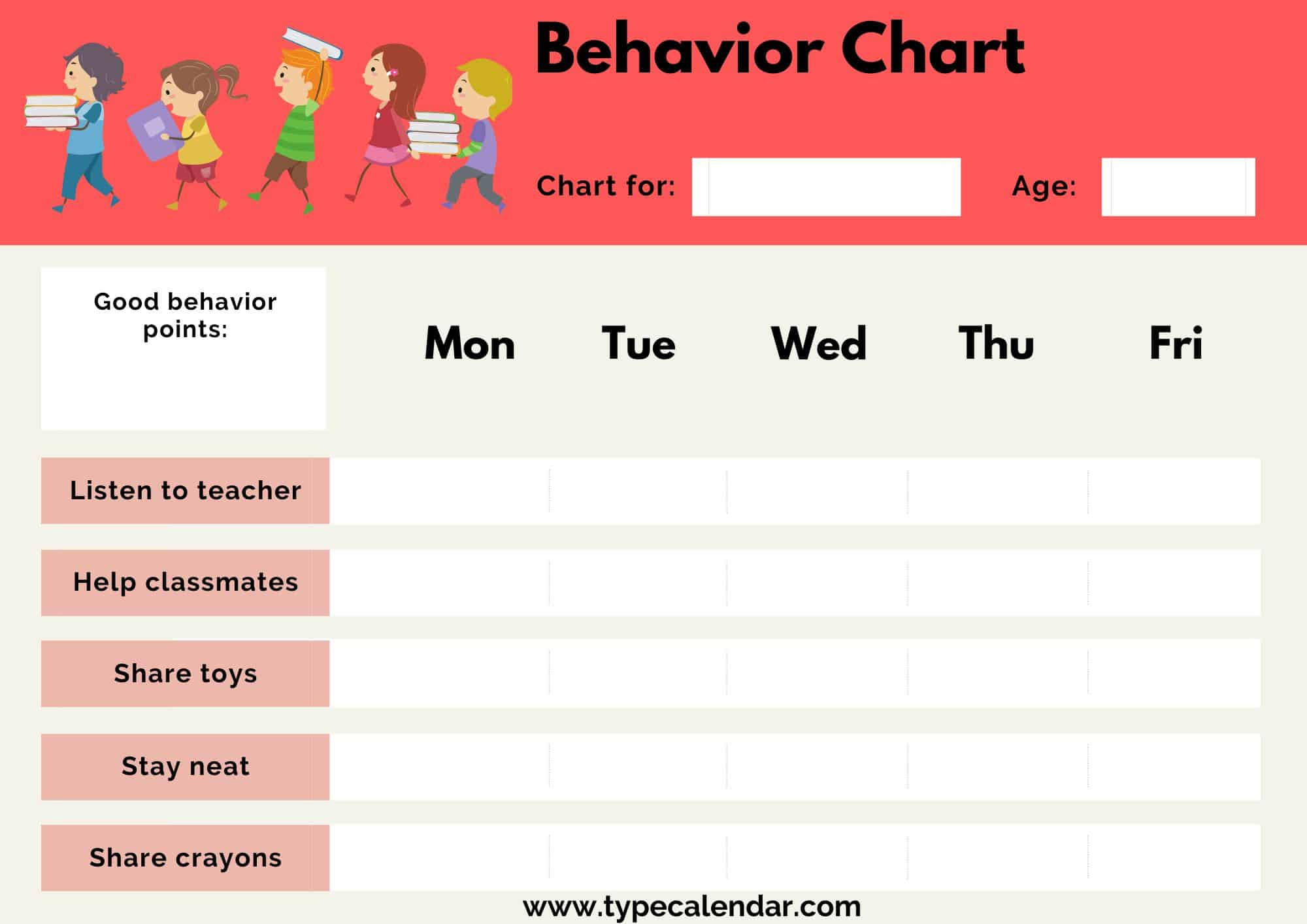 Free Printable Behavior Chart Templates Encourage Positive Habits Free Printable Behavior Chart Templates Encourage Positive Habits